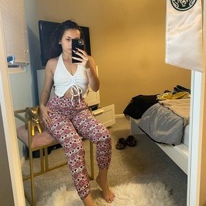 Red abstract joggers